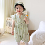 wua·wua婴儿衣服夏季薄款0-12个月女宝宝连体衣套装公主款哈衣外出夏装 薄荷绿+发带+三双袜+花儿帽子 80cm （适合9-12月 体重16-20斤）
