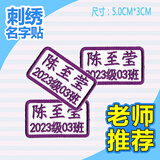 帕咭瓦幼儿园名字贴姓名贴刺绣布可缝可洗简易小号儿童防水卡通名字条衣服贴被子贴名字标签校服绣字定制 简易E组（10个装）紫色组