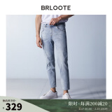 巴鲁特（Brloote）速干牛仔裤男时尚猫须棉弹力吸湿透气舒适百搭休闲九分裤 浅蓝（九分裤） 165/76A