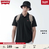 Levi's李维斯情侣同款短袖POLO衫休闲商务时尚轻薄舒适 黑色0005 XS