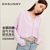 OhSunny防晒衣女宽松透气连帽披肩衫开车防晒服薄外套 蔓萄紫 M