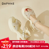 达芙妮（DAPHNE）凉鞋女外穿2024夏季新款仙女风露趾百搭厚底女鞋一字带软底沙滩鞋 米色 跟高5.5cm 39 (245mm) 标准码