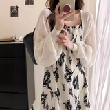 歌诗慧针织衫开衫女外套女生薄款外搭2025春夏季女装新款配长裙吊带坎肩 白色镂空坎肩 均码