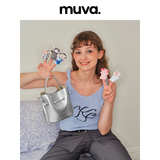 MUVA原创夏季软皮水桶包女 小包斜挎手提包包单肩包2024新款送女友 月岩银