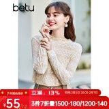 百图（betu）betu百图女装长袖雪纺衫春秋上衣小心机优雅名媛风蕾丝衫2101T20 杏色 XS