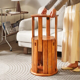 爱必居实木凳子家用椅子可叠放餐椅圆板凳 叠叠凳-四把装