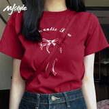 MJ STYLE纯棉T恤女2025夏季宽松休闲百搭气质减龄甜美风内搭半袖打底上衣