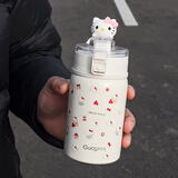 萨浪嘿可爱保温杯女生高颜值水杯小巧便携学生杯子304不锈钢迷你随手杯 茶隔款白色+KT贴纸+公仔- 350ml