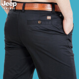 JEEP SPIRIT吉普休闲裤男直筒商务简约长裤微弹棉质春夏男装裤子608B 黑色 38