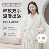 范爷家居家浴袍云朵格浴裙吸水浴巾可穿珊瑚绒不掉毛加厚长袖女夏季透气