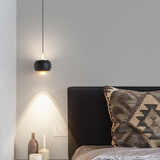 奥况LED床头吊灯自由升降触摸开现代简约轻奢遥控智能卧室床头灯D1936 黑色-升降款-离线语音-无极调光