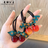 美丽公主 头绳女简约韩版小清新发饰发圈森女系扎头发橡皮筋气质发饰 樱桃【两条装】