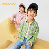 巴拉巴拉童装儿童衬衫2025女童男童上衣格纹衬衣春装亲子百搭209125102201