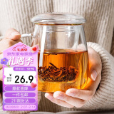 物生物（RELEA）茶杯男女士茶水分离杯玻璃杯带过滤水杯办公泡茶杯子耐高温花茶杯