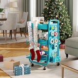 易瑞康置物架移动小推车带轮落地储物架三层零食玩具收纳架卫生间杂物架 三层储物推车【高光蓝】带挂件