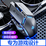 英菲克（INPHIC）W2有线鼠标静音办公游戏电竞男usb网吧外设台式机电脑适用于惠普华硕笔记本金属机械风 【电竞玩家推荐】 轻音游戏鼠标 新升级 w2灰