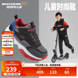 Skechers斯凯奇男女童棉鞋儿童雪地靴冬季厚实保暖中帮大童二棉鞋8701648L 男童-不加绒/黑色/多彩色/BKMT 38