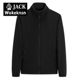 JACK WOKEKNSN秋冬季摇粒绒男士夹克内搭户外抓绒衣外套大码立领卫衣开衫 黑色 L