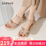 达芙妮（DAPHNE）凉鞋女一字带厚底沙滩女鞋2025夏季新款平底舒适休闲单鞋罗马鞋女 杏色 36