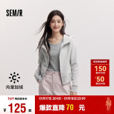 森马（Semir）外套女短款插肩袖小个子潮2024冬季加绒紧身连帽夹克109724108015