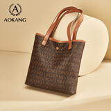 奥康（Aokang）包包女包手提包新款复古托特包印花斜挎单肩包生日新年情人节礼物 BG702993-焦糖咖