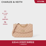 CHARLES&KEITH菱格链条单肩包斜挎包婚包包女包生日礼物CK2-70701062-1 Beige米色 S