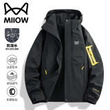 猫人夹克男春秋外套长袖上衣防风休闲运动服情侣款 黑色 3XL 