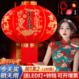 全品屋大红灯笼宫灯2025新年装饰春节元旦植绒阳台大门节庆婚庆年货led 【一对装】全家福80#+LED灯