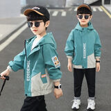 男童春秋款儿童夹克外套衣服外套男童外出服派克服大童童装外套 EOM绿色 140 建议身高130厘米左右