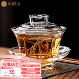 金镶玉 玻璃茶杯 玻璃盖碗 高硼硅耐热防爆泡茶碗 三才盖碗±150ml