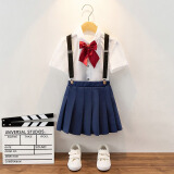 衣诺坊 六一儿童礼服演出服 幼儿园表演服套装 小学生大合唱演出服装 藏青女:衬衫+短裙+背带+领花袜子 130 （建议体重：42-54斤）