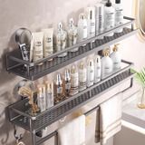 百悍浴室吸盘置物架太空铝卫生间挂件免打孔洗漱台免钉胶置物架