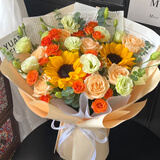 幽客玉品毕业季鲜花速递向日葵混搭花束生日礼物送学生老师全国同城配送 香槟玫瑰向日葵混搭花束
