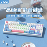 AOCGK168键盘 87键 机械手感 轻音按键 有线键盘鼠标套装19键无冲电脑办公笔记本 87键【晴空蓝】