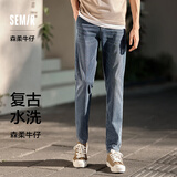 森马森柔牛仔牛仔裤男小脚裤复古水洗裤子显高显腿长103324124103