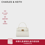 CHARLES&KEITH金属扣带凯莉包婚包手提单肩包包女包新年礼物CK2-50270880 Cream奶白色 S