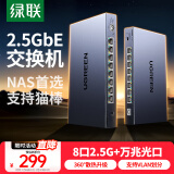 绿联2.5G交换机8口2.5G电口+1口10G万兆SFP光口 支持VLAN/链路聚合 网络集线器分线分流器通用光猫NAS