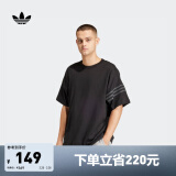 adidas宽松运动上衣圆领短袖T恤男装阿迪达斯官方三叶草   黑色   L