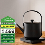 小提中式提梁烧水壶家用电热水壶便携式茶壶迷你多功能电煮咖啡壶随身带酒店节日送礼茶室专业茶水壶 0.6L 黑色 第二代升级 （安静沸腾）