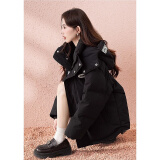 唐狮（TonLion）2024羽绒服女90绒连帽保暖外套宽松 黑色 S
