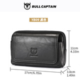 牛船长皮具 头层运动男士穿皮带手机腰包竖款横款装手机的老人皮带腰手机包 黑色09#【适合5.0-5.5寸手机】