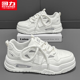 回力男鞋板鞋男春季新款小白鞋男厚底百搭运动鞋男 米色 40