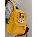 匡睿书包初中学生日系复古大容量休闲高中大学生双肩包轻便高颜值背包 黄色（带飞行员狗狗挂件）