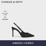 CHARLES&KEITH质感链条尖头高跟凉鞋子女鞋生日礼物女送女友CK1-60280377 Black黑色 35 (225)