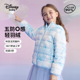 迪士尼（Disney）童装儿童轻薄羽绒服2024年秋冬新款男女童宝宝洋气三防白鸭绒外套 蓝底星星艾莎【女童】 110