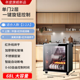 沃家好太太家用不锈钢免沥水紫外线消毒碗柜立式168升大容量烘干厨房饭店 蒲公英68L喷涂+一体筷子架