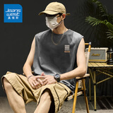 真维斯（Jeanswest）100%纯棉背心男美式潮流街头ins风圆领无袖上衣男款户外百搭汗衫 中灰#ZS花纹标X XL 【挺括有型】