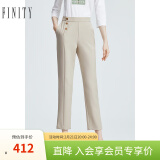 菲妮迪（FINITY）品牌女装休闲裤春季简约气质直筒高腰显瘦裤子女 杏色 L