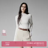 欧时力（ochirly）【可机洗澳洲进口100%美丽诺羊毛】毛衣女无缝一体24秋新品 米白 L