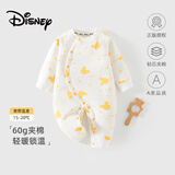迪士尼婴儿衣服60g新生幼儿连体衣夹棉满月宝宝爬爬服百天睡衣春秋冬季